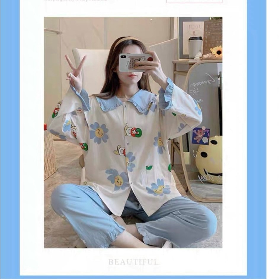 Bộ bầu - bộ sau sinh - chất liệu cotton - kiểu mới thời trang ( lá sen bông COOL dài )