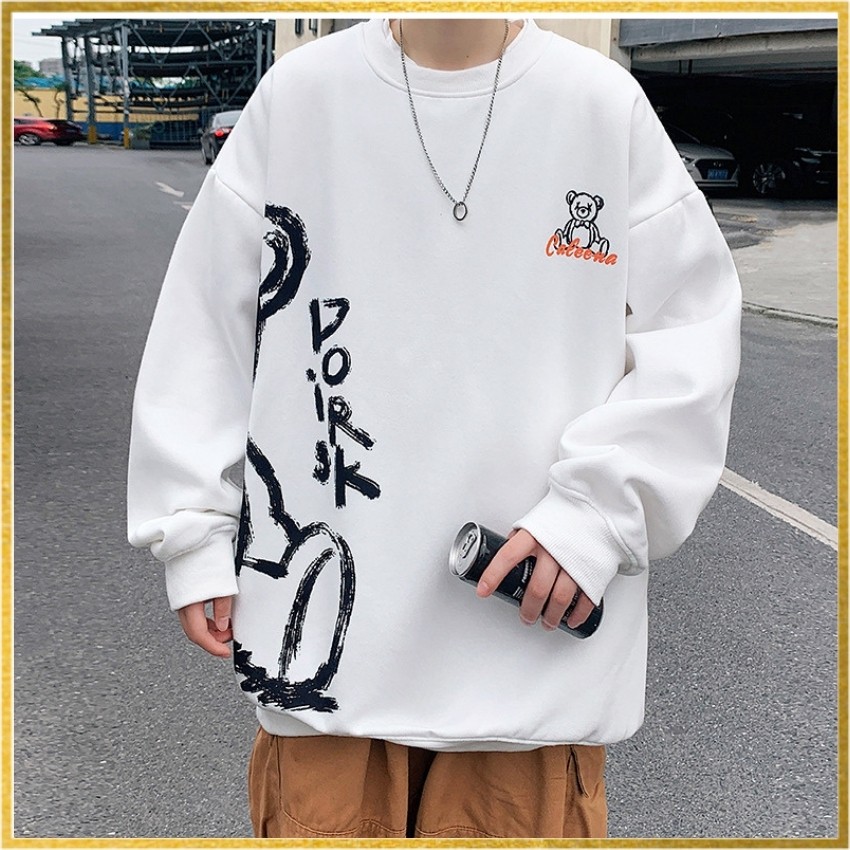 Áo sweater nam hàn quốc, áo nỉ nam form rộng, chất liệu nỉ bông cao ấp