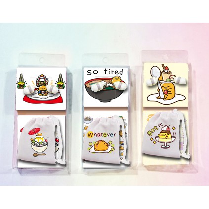 Tai nghe trứng lười gudetama túi vải TNTV28 cute chibi tai nghe dễ thương