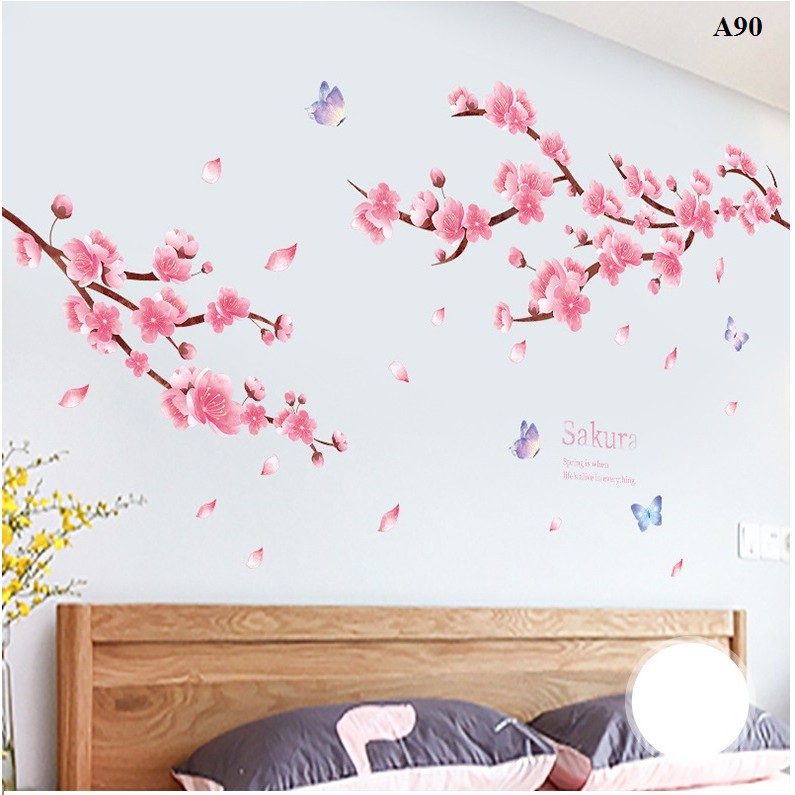 Decal dán tường Hoa đào A90 - Decal dán tường Hàn Quốc