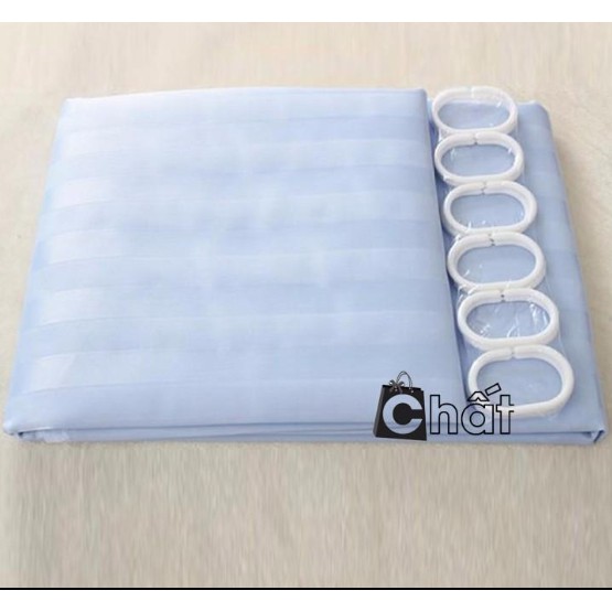 Rèm Phòng Tắm / Rèm Cửa Sổ Xanh Nước Biển Sọc bóng 180cm X 180cm Loại 1