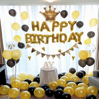 Combo trang trí sinh nhật Happy Birthday kèm Vỏ bóng các loại AB05