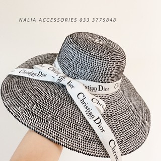 Mũ cói cước vành rộng loang thắt nơ