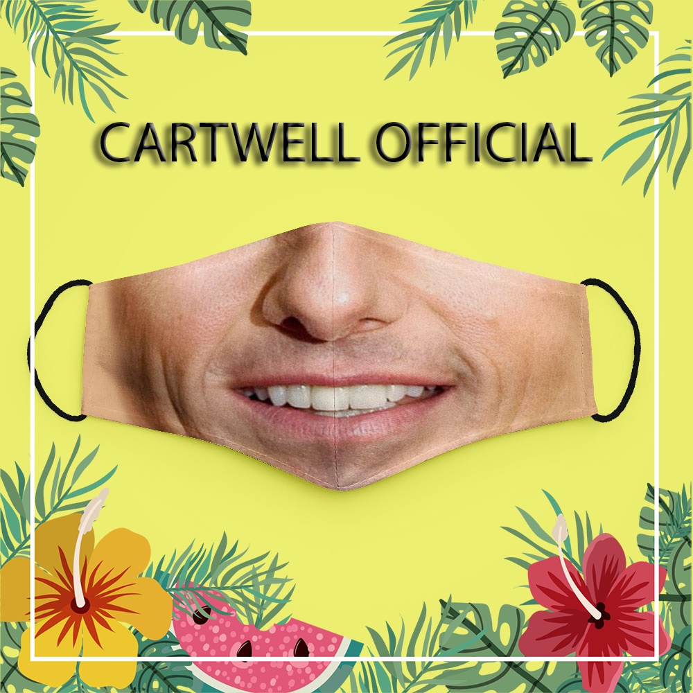 Khẩu trang mặt hài hước mặc cười hàm răng mặt người in Tom Cruise CARTWELL thoáng khí chất liệu vải mềm không đau tai ch