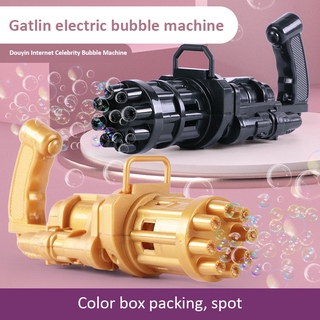 Tiktok Super Powerful 8 Barrel Bubble Gun Electric Gatling Bubble Machine Toy Porous Automatic Bubble Blowing