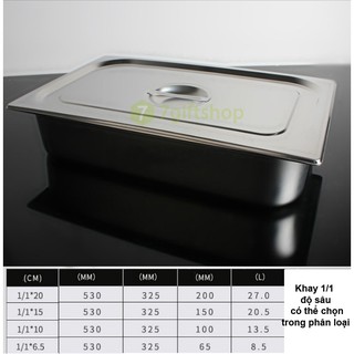 Khay Inox Đựng Thạch Topping Đựng Thực Phẩm Đựng Kem GN 1/1