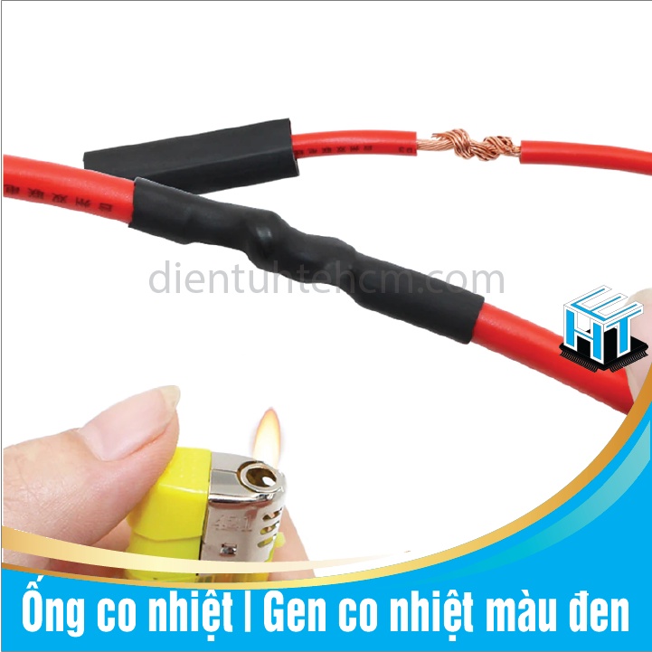 Gen co nhiệt bọc cách điện màu đen nhiều kích thước
