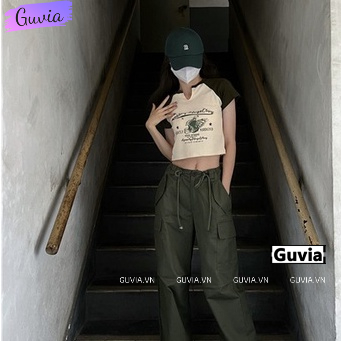 Áo Croptop Ôm Body Nữ AGREATLY Cổ Tròn Tay Ngắn, Áo Thun Croptop Kiểu Sexy In Họa Tiết GUVIA CR63