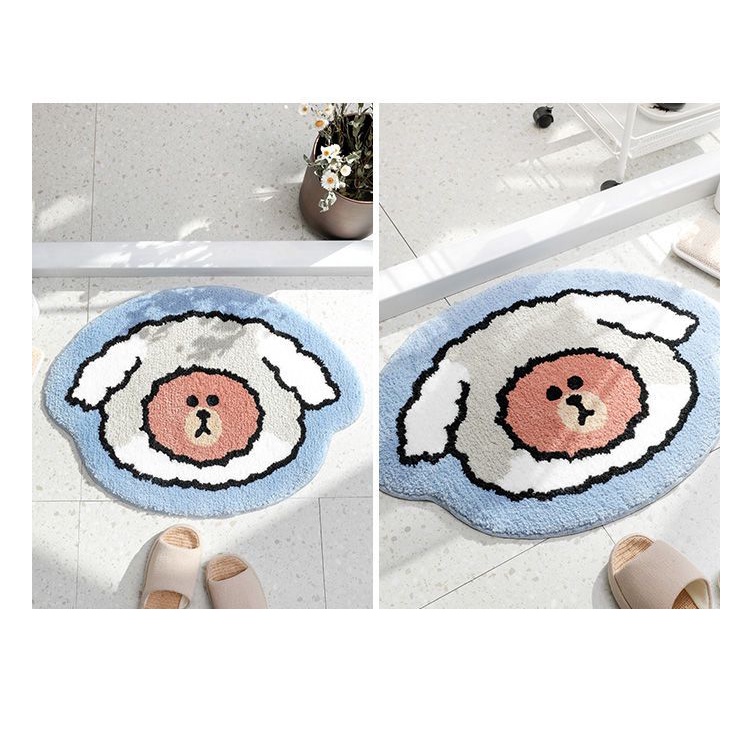 Thảm Chùi Chân Lông Mềm Mại Thấm Hút Chống Trượt Chống Bụi Hình Gấu Nâu Hoạt Hình Dành Cho Phòng Tắm / Cửa Ra Vào