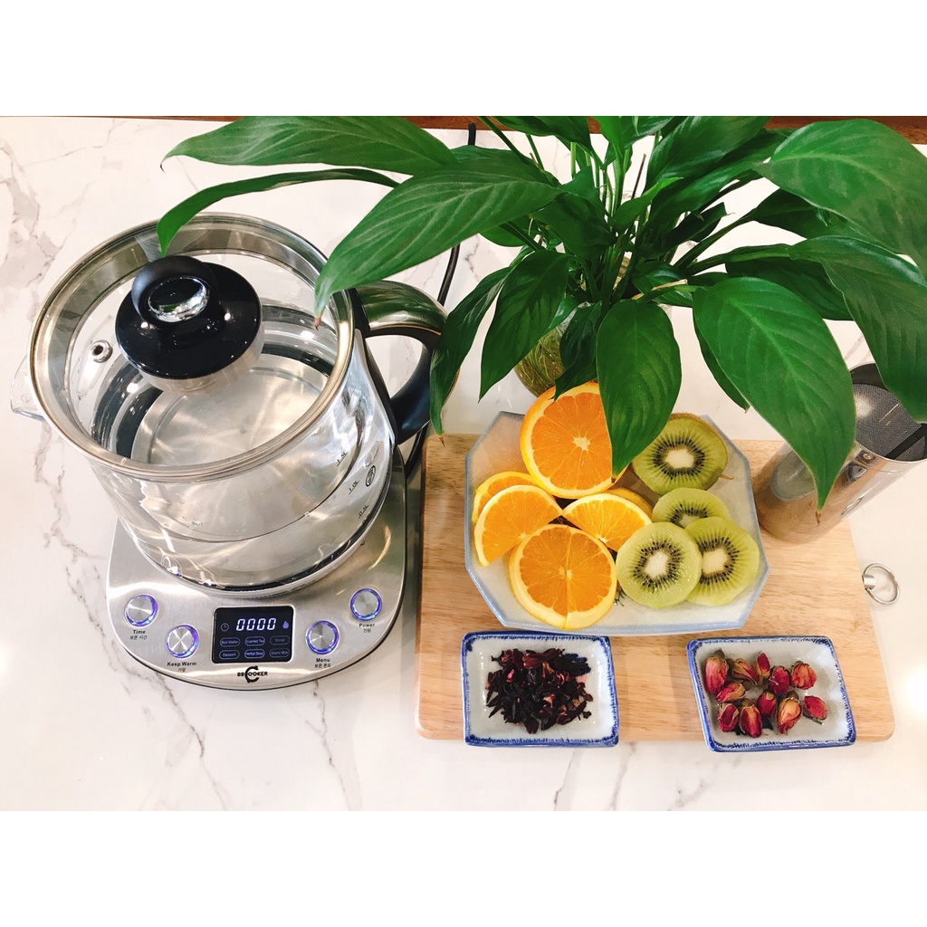Ấm đun nước pha sữa pha trà thủy tinh Hàn Quốc Bbcooker 2 lít - Có menu chưng yến, nấu chè, hầm, sữa chua, nấu cháo