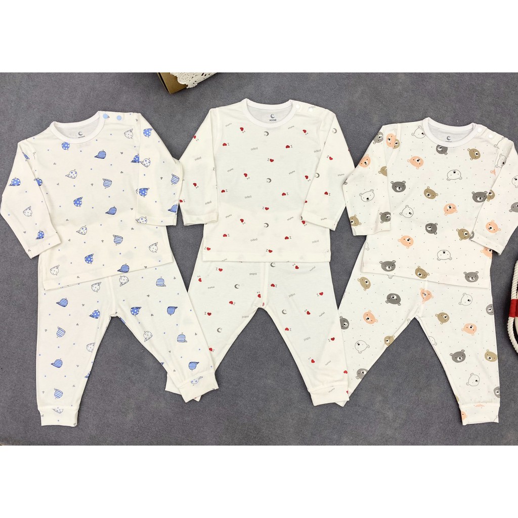 [CHÍNH HÃNG] Bộ áo dài tay quần dài khuy vai trẻ em petit họa tiết động vật đáng yêu Moon
