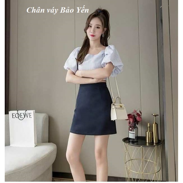 Chân váy chữ A ngắn màu xanh than có quần chống lộ cạp 3.5( sẵn size) -M30B