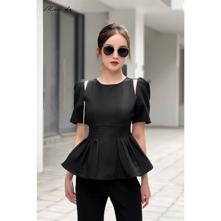 MAIDE Áo kiểu peplum tay ngắn cách điệu vai LELA TOP
