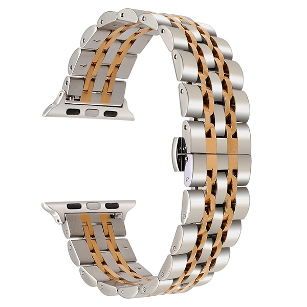 Dây đeo đồng hồ đeo tay bằng thép không gỉ có khóa bướm dành cho Apple Watch Series 1 2 3 4 5 6 SE 38mm 40mm 42mm 44mm Series 7 41mm 45mm