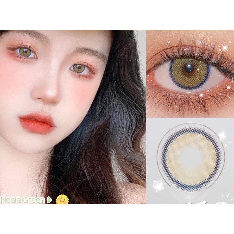 Set 2 kính áp tròng  dòng XQT 14.0mm màu xanh lá cây bắt mắt