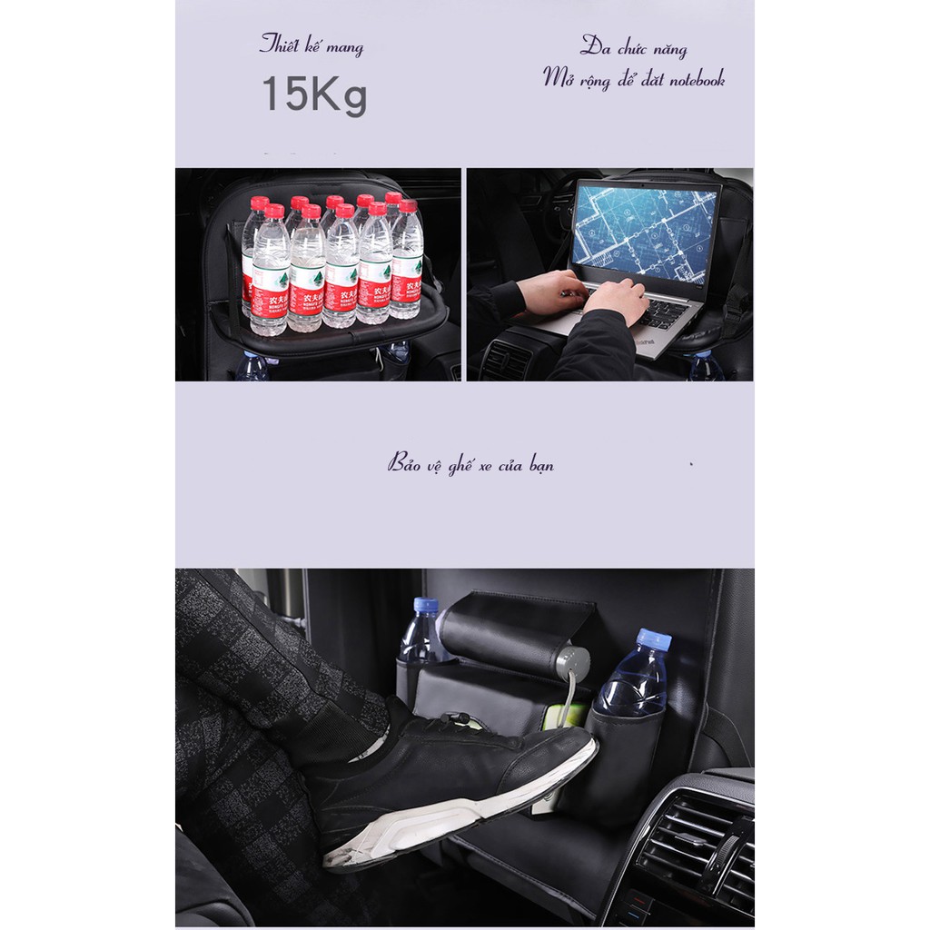 Túi Treo Đồ Sau Ghế ô tô Bằng Da cao cấp loại dày- Có bàn cứng để đồ chắc chắn, chống nước, bụi | BigBuy360 - bigbuy360.vn