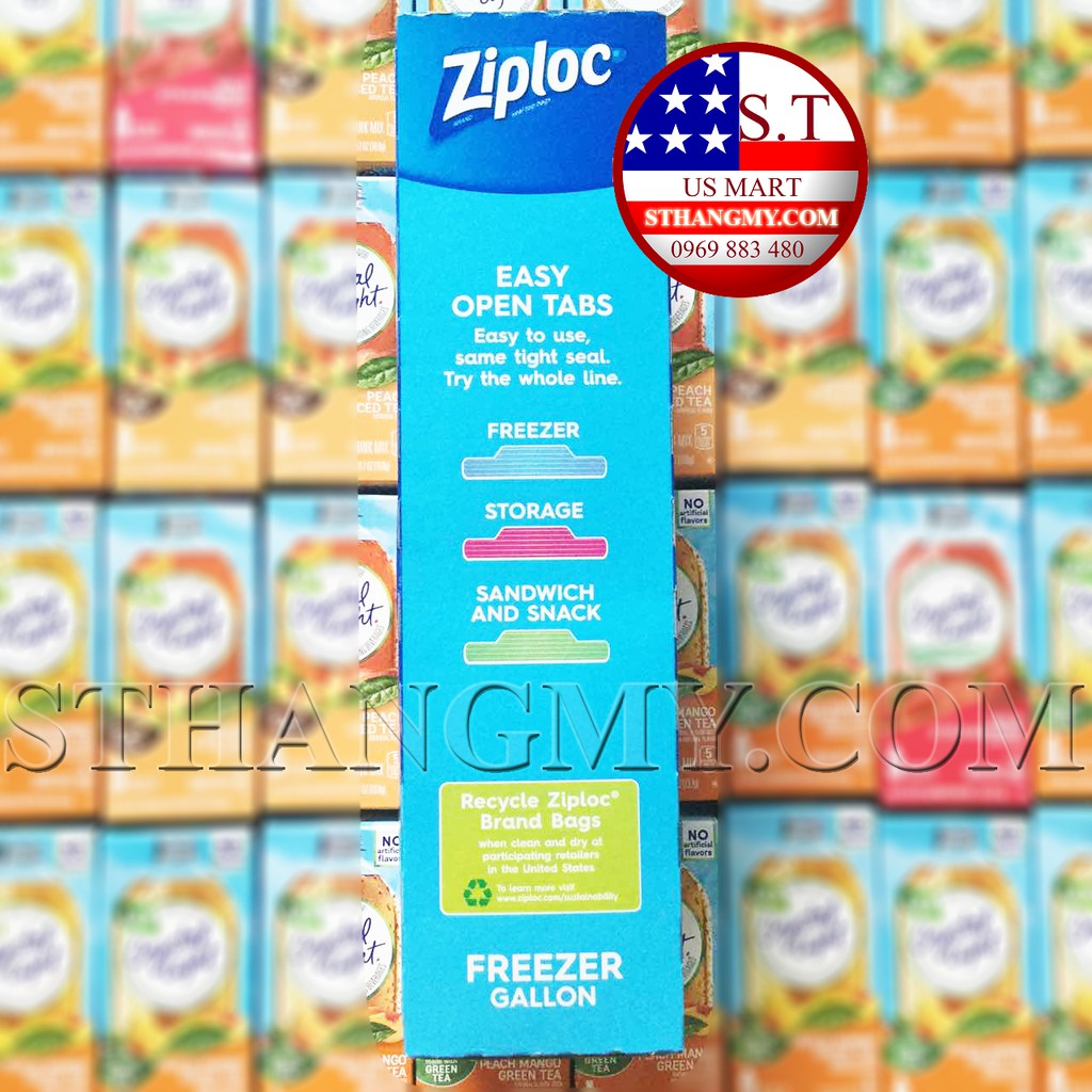 Túi zip dùng ngăn mát + đông đựng thực phẩm Ziploc size vừa + lớn