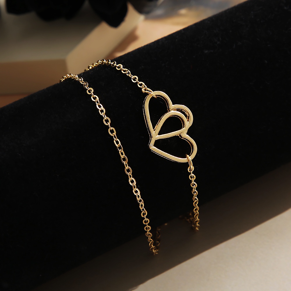 Lắc chân nữ AY mạ bạc/ vàng kim phối mặt phụ kiện phong cách thời trang cổ điển