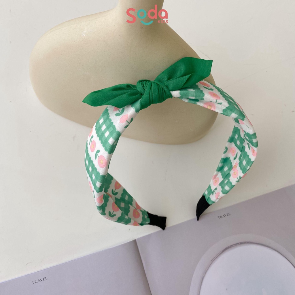 Bờm tóc bé gái SODA KIDS bản to đính nơ xinh xắn, phong cách tiểu thư Hàn Quốc