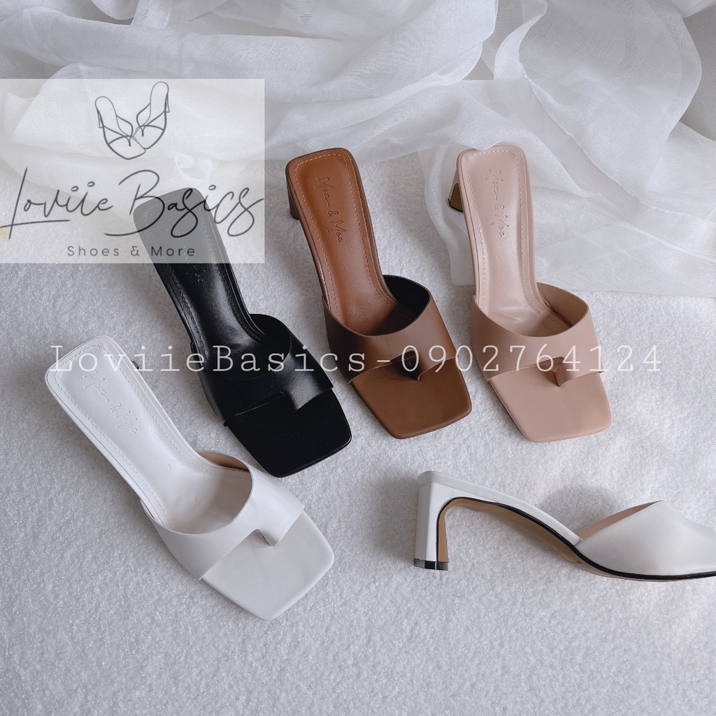 GUỐC CAO GÓT LOVIIE BASICS - DÉP CAO GÓT MŨI VUÔNG 5 PHÂN XỎ NGÓN HÀN QUỐC D200770