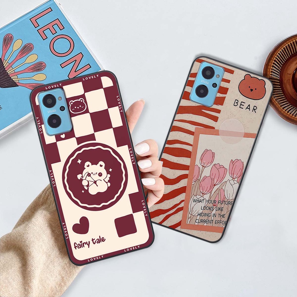 Ốp Realme 9i gấu Bear rick caro vuông thời trang siêu đẹp