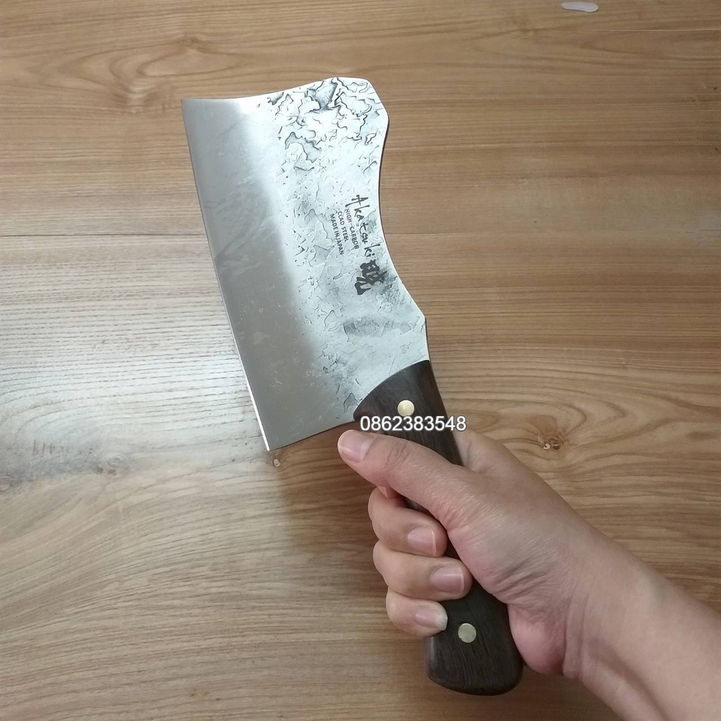 Dao chặt xương Nhật nội địa cao cấp Akatsuki, lưỡi cực sắc, thép nguyên khối chống gỉ, họa tiết vân nổi