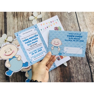 ♥️ Shop Uy Tín ♥️ Thiệp Sinh Nhật - Thiệp Thôi Nôi - Thiệp Đầy Tháng Cho Bé Trai 1801E