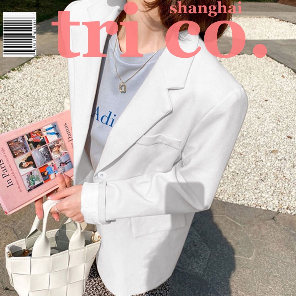 Áo Khoác blazer Màu Trắng Thời Trang Xuân Thu  Mới Cho Nữ