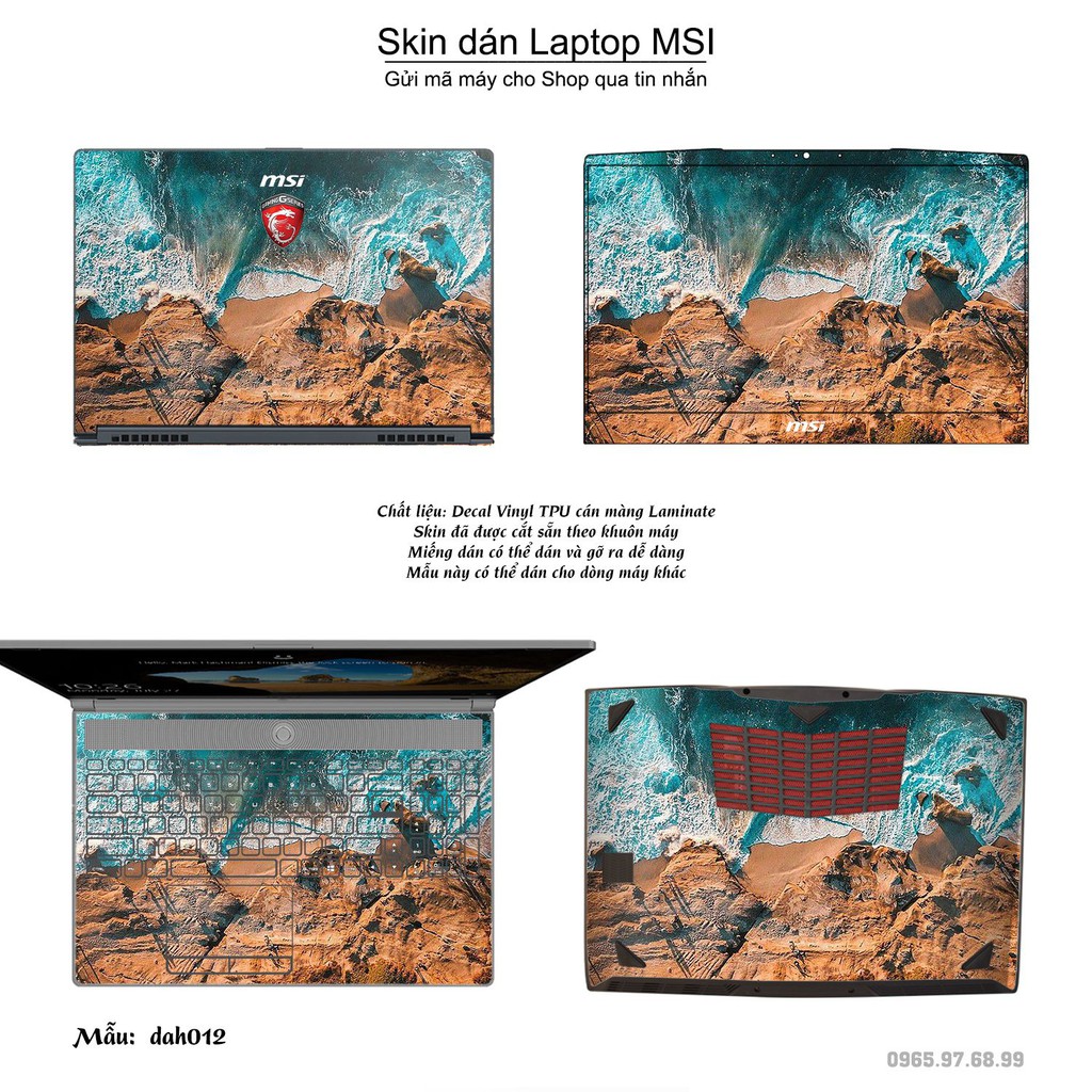 Skin dán Laptop MSI in hình vân đá (inbox mã máy cho Shop)