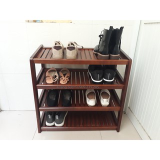 Kệ Dép Gỗ 4 Tầng 60cm-Kệ Gỗ Cao Su