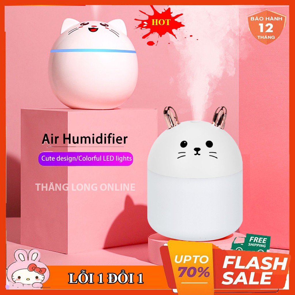 Máy Phun Sương Tạo Độ Ẩm Không Khí Cổng USB Hình Mèo Mini Dễ Thương - Máy Xông Tinh Dầu Dung Tích 300Ml
