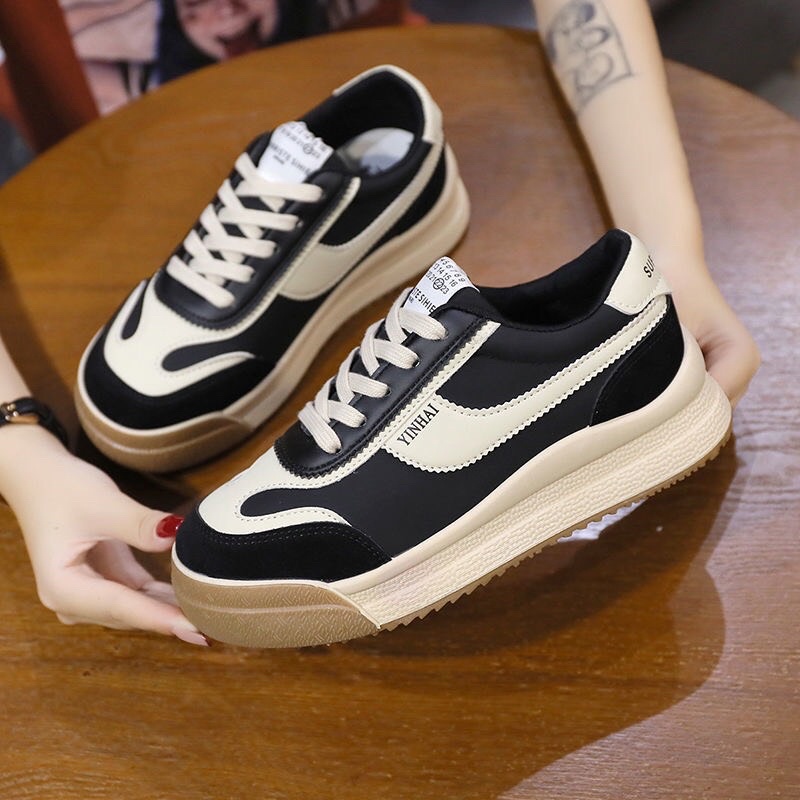 Giày thể thao nữ, sneaker độn đế 5 phân phối màu chất loại đẹp độn đế tăng chiều cao mang gọn chân tôn dáng