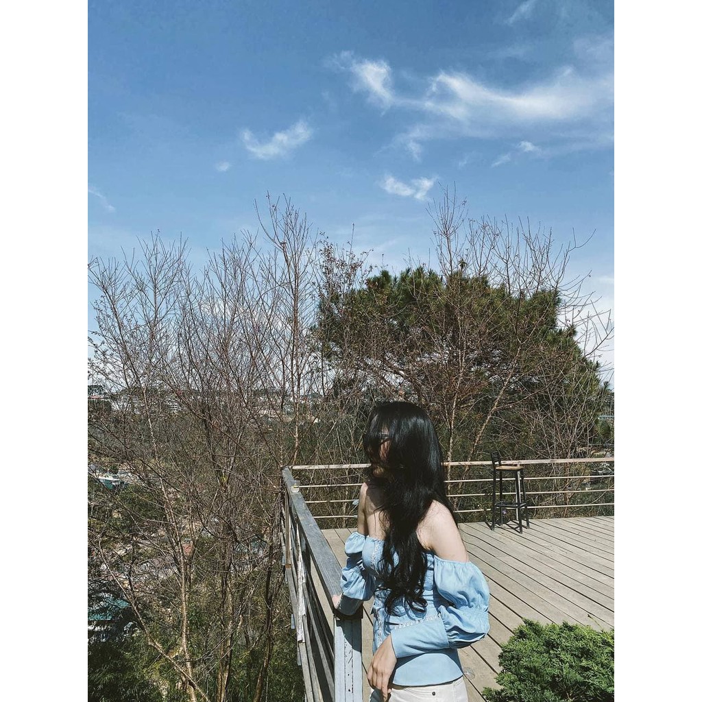 Áo Bẹt Vai Xanh Blue