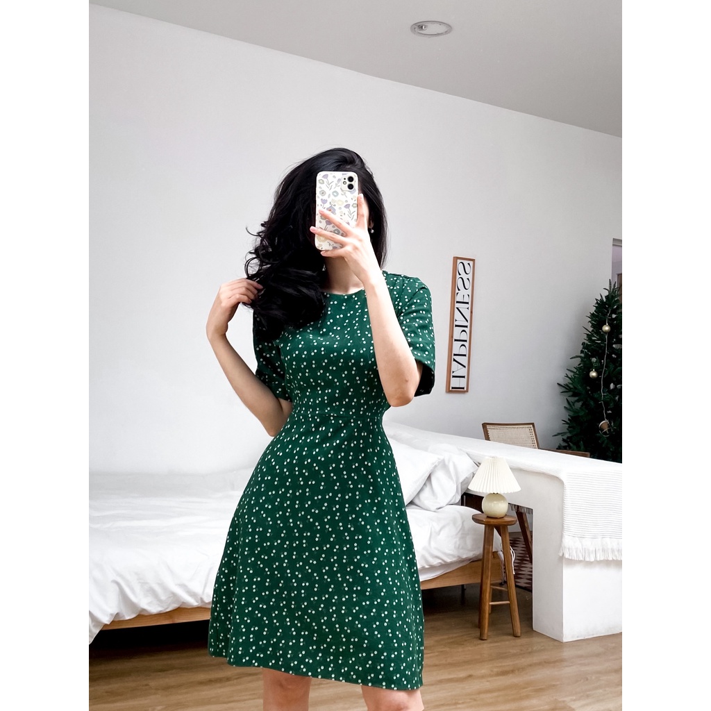 đầm nữ đầm dáng xòe, set midi đầm hoa xanh cổ tròn kèm áo khoác siêu xinh lun chất vải cực chất lịm Diểm Shop | BigBuy360 - bigbuy360.vn