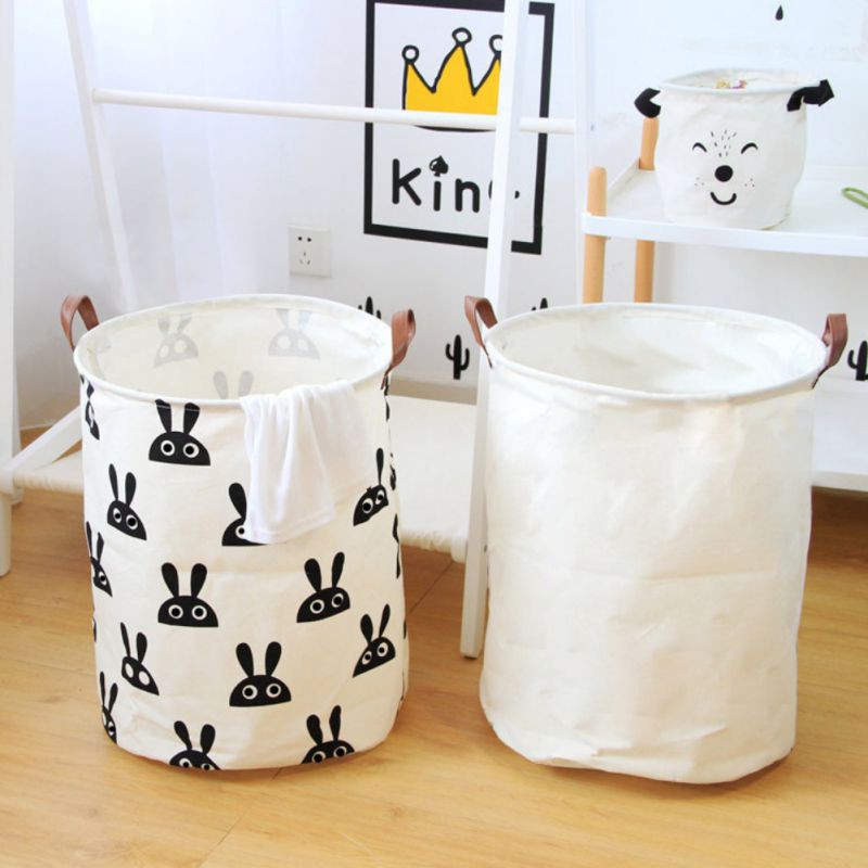 Giỏ đựng đồ có quai cầm chống nước in họa tiết đáng yêu tiện dụng