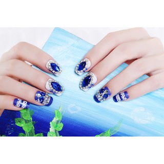 Bộ 24 Móng Tay Giả Đính Đá Cao Cấp  (keo sẵn)