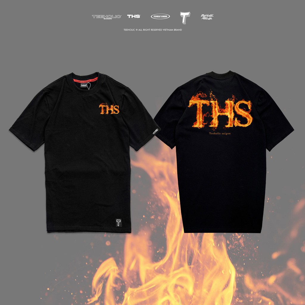 Áo Thun Unisex TeeHolic In Hình Logo THS Lửa - Màu đen, trắng, xanh dương