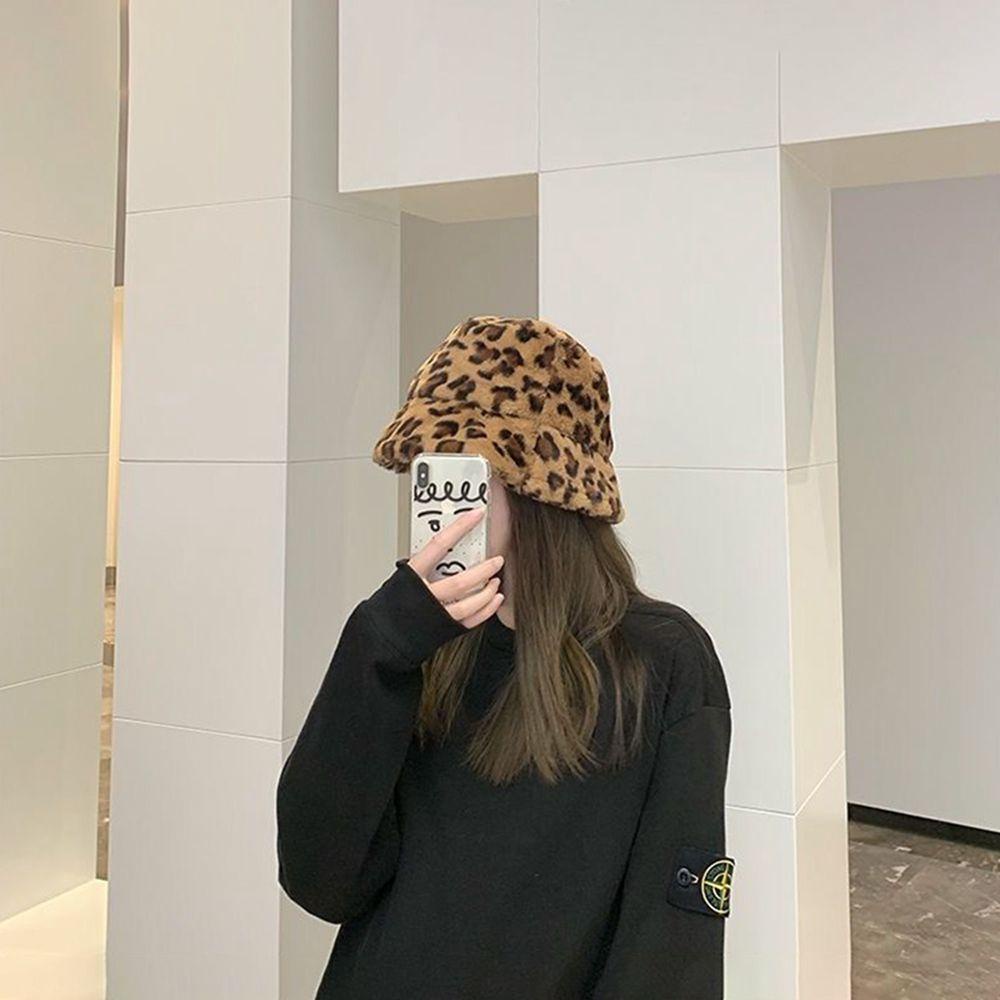 Mũ Xô Bằng Lông Cừu In Họa Tiết Da Báo Đơn Giản Thời Trang Thu Đông Dành Cho Nữ