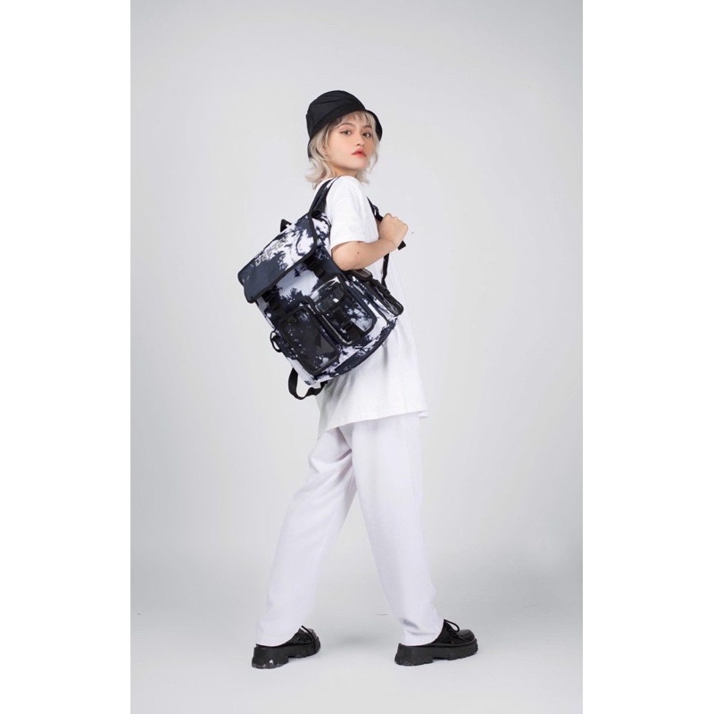 Balo Degrey TieDye Backpack Dark Green 2810 Clothes Shop Balo Đi Học Xanh Loang Ulzzang Unisex