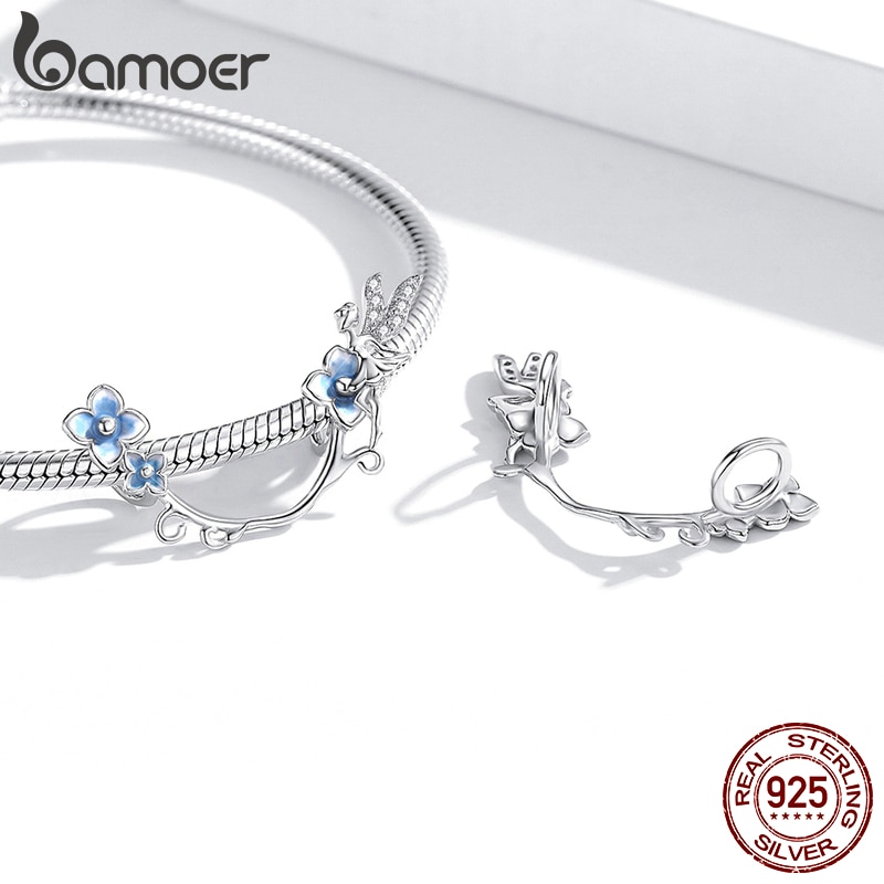 Mặt Dây Chuyền Charm Bamoer Bạc 925 BSC391 Hình Hoa Làm Trang Sức Vòng Tay