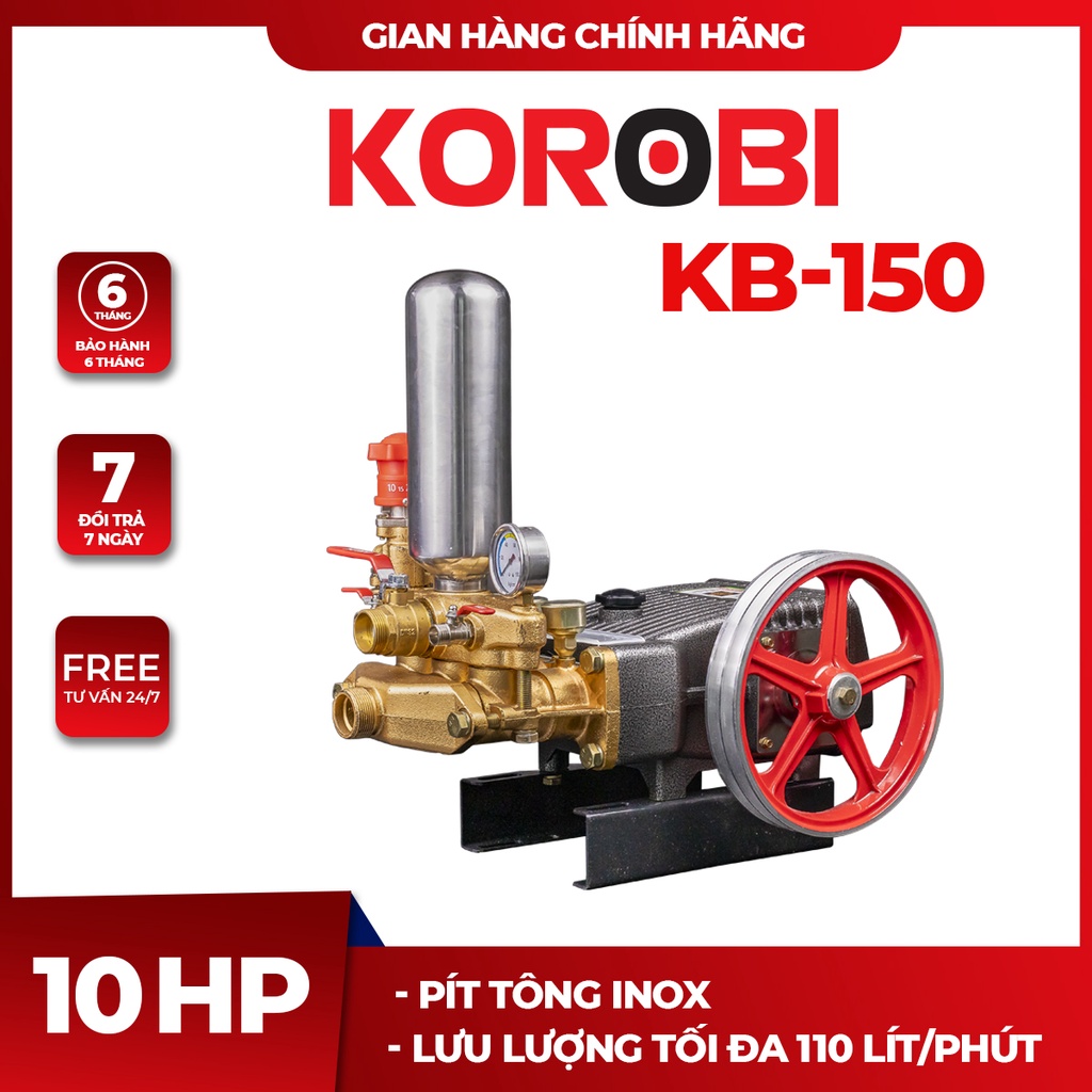 Đầu bơm cao áp KOROBI KB-150  | Công suất 10HP | Lưu lượng 20 - 50 Kgf/cm2