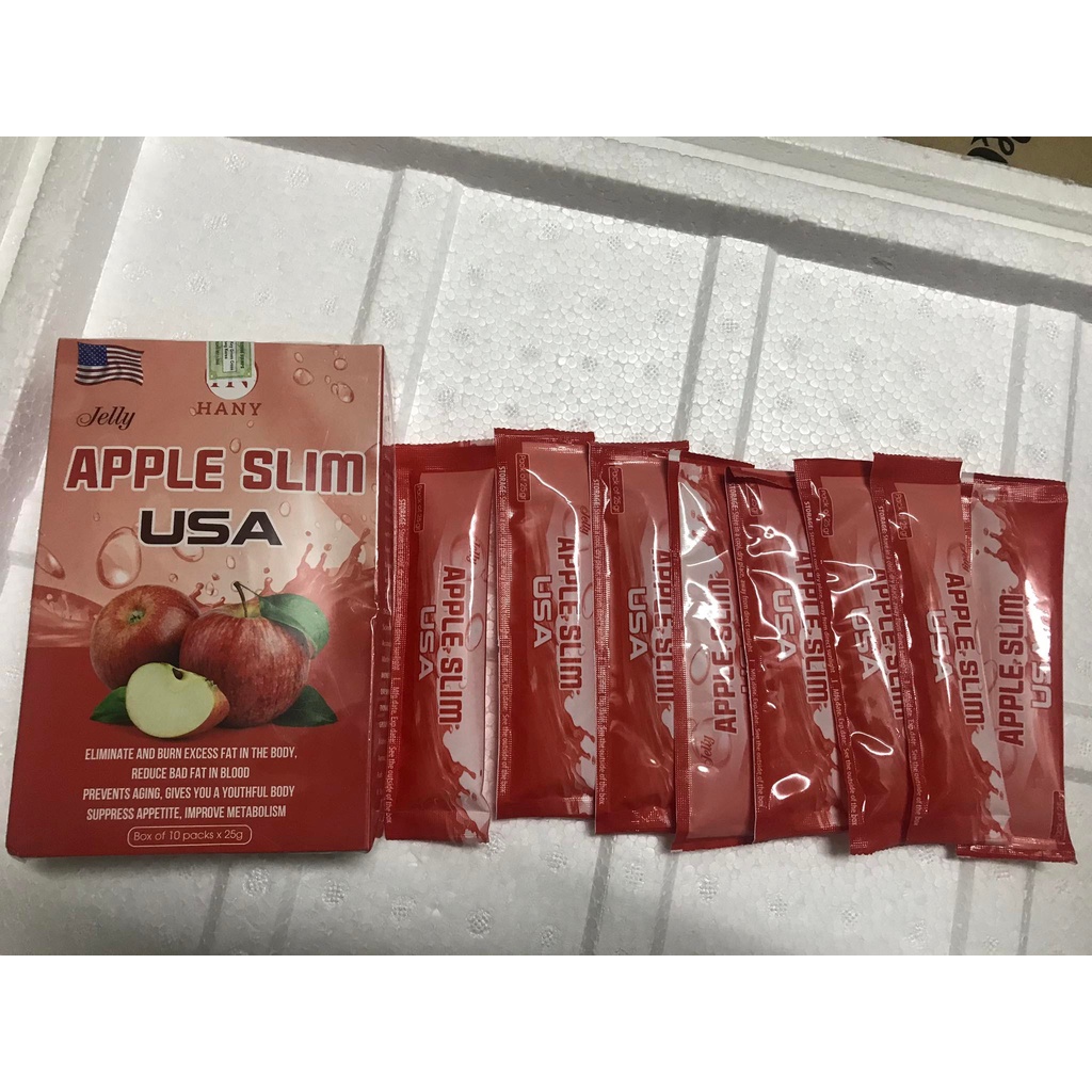 THẠCH TÁO HỖ TRỢ GIẢM CÂN,ĐẸP DA APPLE SLIM USA( hộp 10 GÓI )