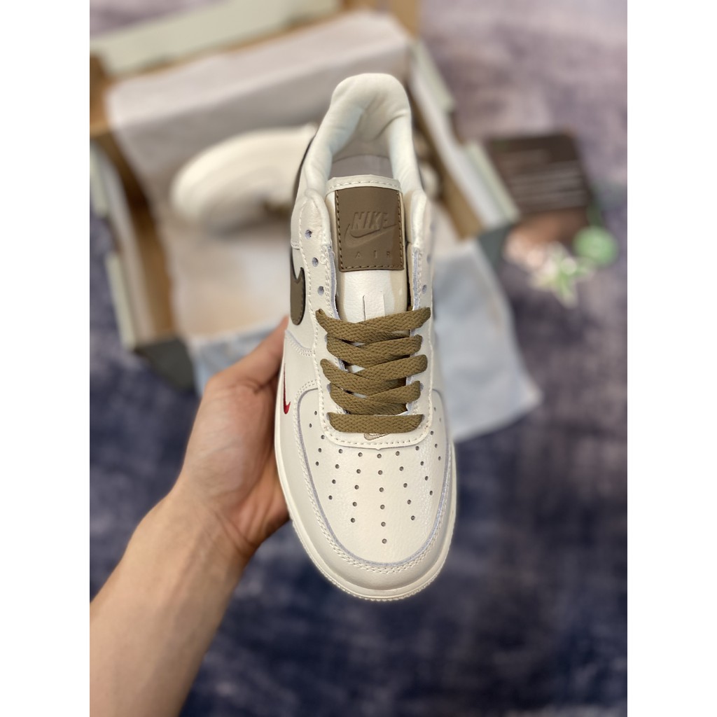 [MyGsneaker] Giày AF1 Premium trắng nâu bản tiêu chuẩn