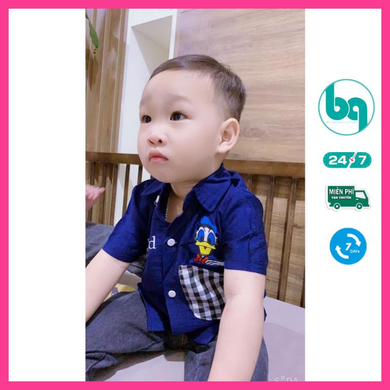 Áo sơ mi đũi cho bé trai cực phong cách size 9-23kg