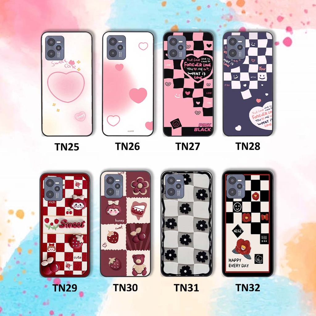 Ốp Realme C35 in hình trái tim, caro kẹo ngọt đầy cá tính siêu đẹp siêu chất