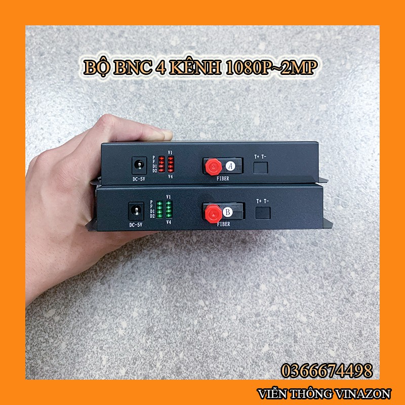 Bộ 2 Converter BNC Quang 4 Cổng BNC Dành Cho Camera 1080p Mắt 2.0Mbs
