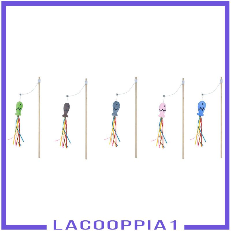 [Lacooppia1] Đồ Chơi Gậy Tương Tác Với Mèo Dây Ruy Băng Nhiều Màu Sắc Và Chuông Cho Mèo Cưng