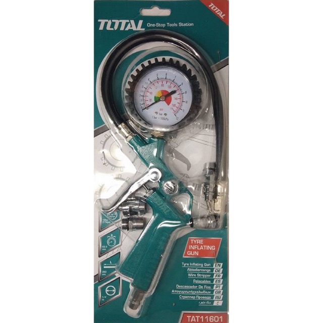 SÚNG BƠM LỐP XE Ô TÔ Dùng Khí Nén Total TAT11601 Có Đồng Hồ Đo -  Áp suất tối đa 320PSI