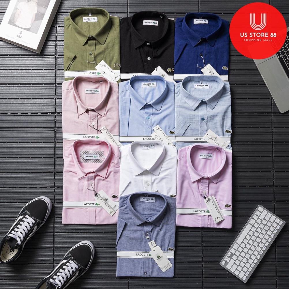 Áo sơ mi nam trơn ngắn tay đẹp LC màu hồng, vải oxford cao cấp, ít nhăn, phong cách trẻ trung, năng động