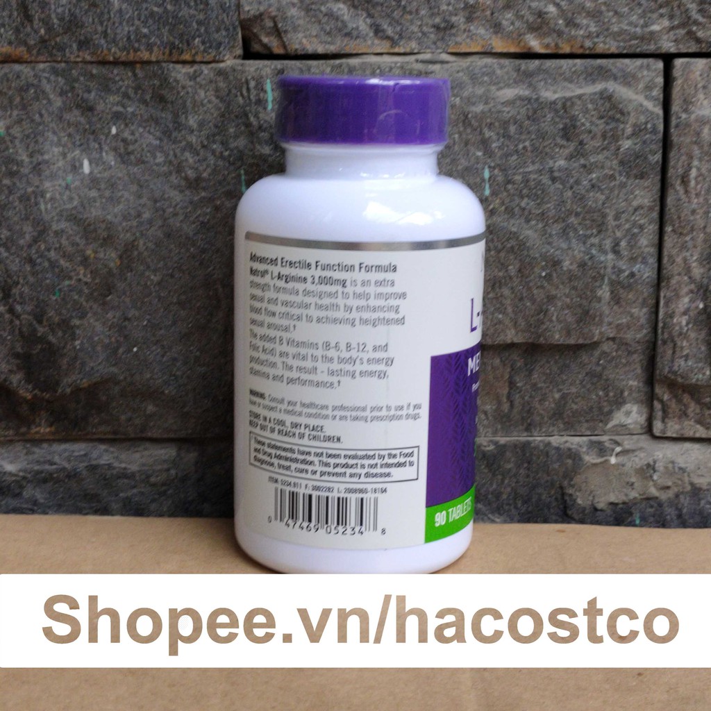 Viên uống Natrol L-Arginine 3000 Mg 90 viên - Mẫu mới không co hộp Hỗ trợ Cải Thiện Sức khỏe 90 viên - l - arginine 3000